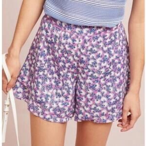 ETT:TWA x Anthropologie Shorts Extra Small Floral Linen Blend Ruffle Pull On